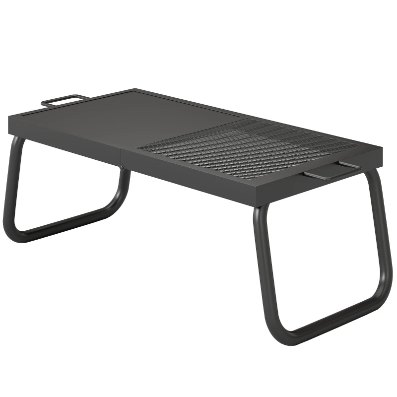 Outsunny Folding Campfire Grill, Heavy Duty Steel Mesh Grate, Portable Camping Grate with Carry Bag, Black