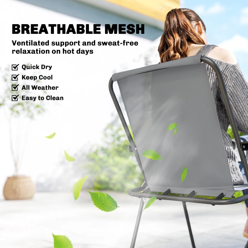 Outsunny 8 Piece Patio Table and Chairs Set with Folding Chairs, Tempered Glass Tabletop and Umbrella for Garden, Grey