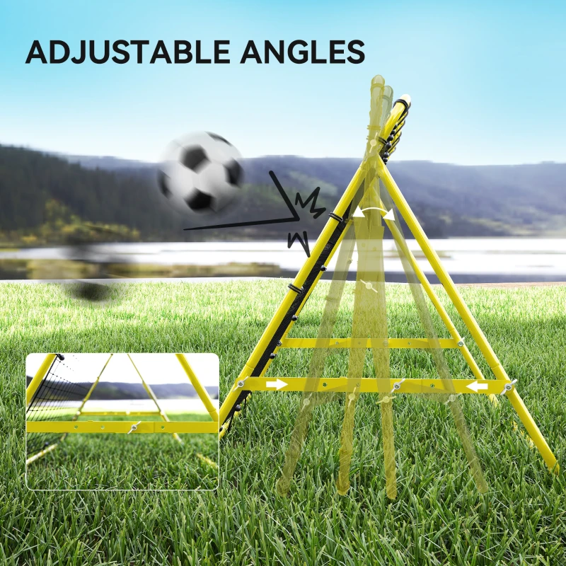 HOMCOM Volleyball Rebounder Net Football Training Aid Kickback Target Play Yellow