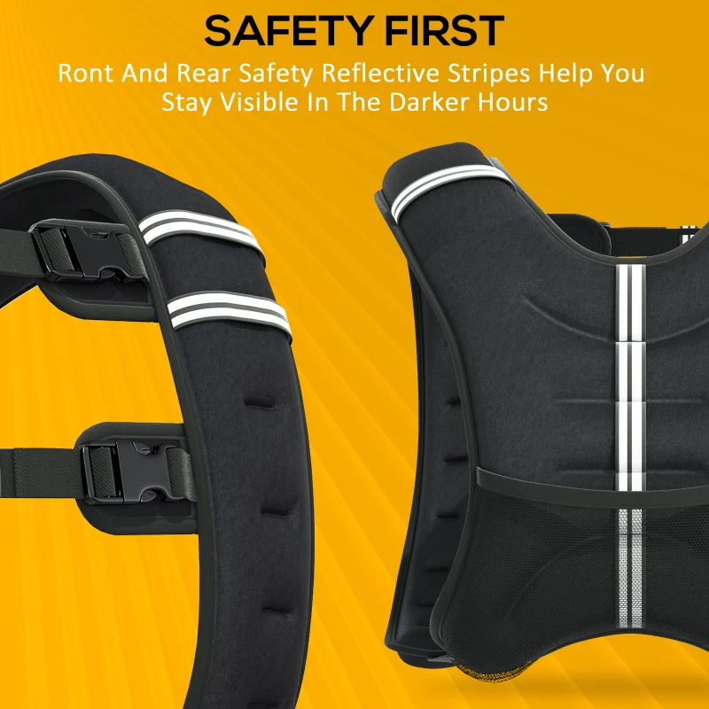 Soozier 22 lbs Weighted Vest, Weight Vest with adjustable Straps, Convenient Pocket and Reflective Strips, Fit for Men Women