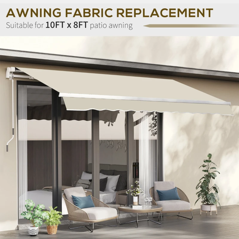 Outsunny 9' x 8' Outdoor Sunshade Canopy Awning Cover, Retractable Awning Fabric Replacement, UV Protection, Beige