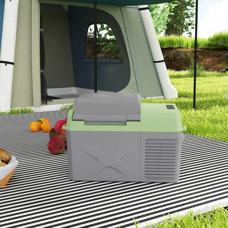 Outsunny 12 Volt Car Refrigerator, 12QT Car Fridge Electric Cooler, 12/24V DC and 110-240V AC, -68℉~68℉, Portable Refrigerator