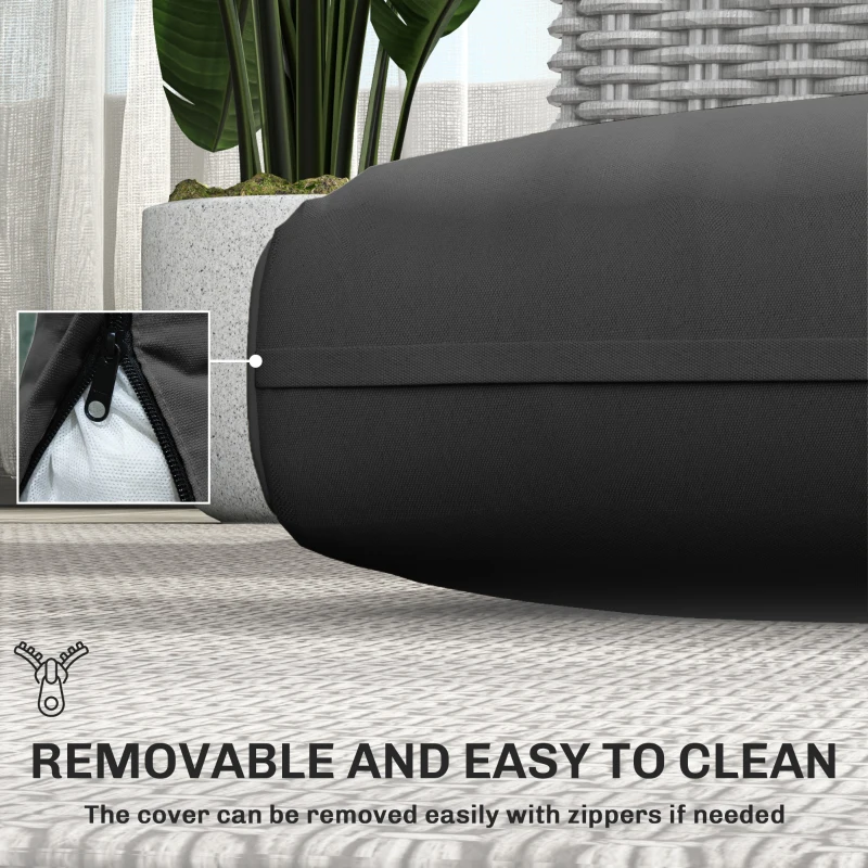 Outsunny 2 Seat Patio Furniture Cushions, Thick Outdoor Loveseat Cushion Set with Removable Cover, 46x26x5 in, Black