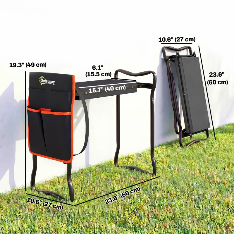 Outsunny Garden Kneeler and Seat, 330lbs Heavy Duty Gardening Stool with Thick Soft Kneeling Pad