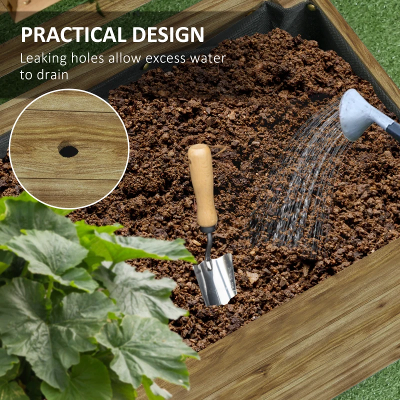 Outsunny Wooden Planter with Trellis, Raised Garden Bed with 4 Wheels for Climbing Plants, 30" x 12" x 61", Nature Wood