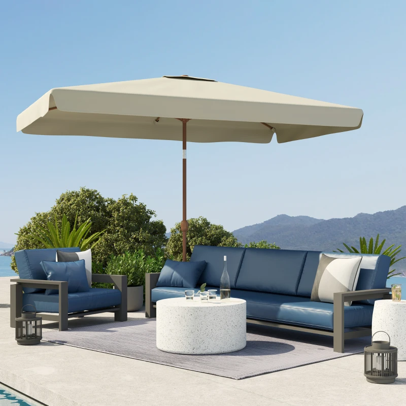 Outsunny Patio Umbrella 118.1" x 78.7" Outdoor Parasol UV50+ Protection in Beige