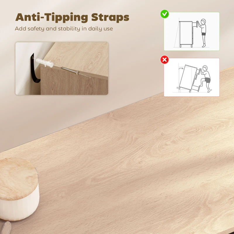 HOMCOM 30" Sideboard with Patterned Doors, Buffet Cabinet with Drawer and Cabinet for Dining Room, Oak