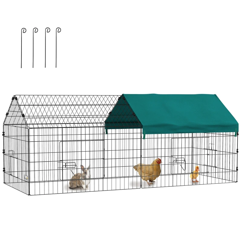 PawHut 73" Small Animal Playpen with Roof for Rabbits, Chicken, Chinchillas