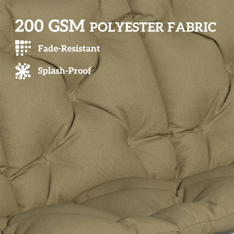 Outsunny Bench Cushion Non-Slip Outdoor Swing Cushion w/Backrest Side Pocket for 3 Seater Patio Furniture Beige