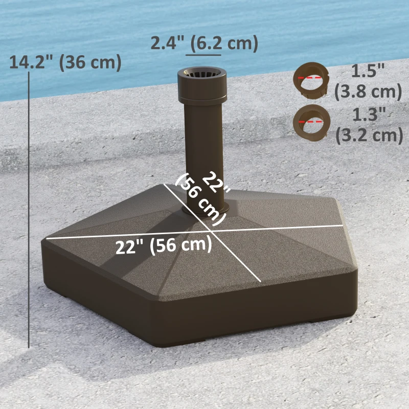 Outsunny Patio Umbrella Base Holder, Heavy Duty Outdoor Umbrella Stand Base, Poolside, Brown