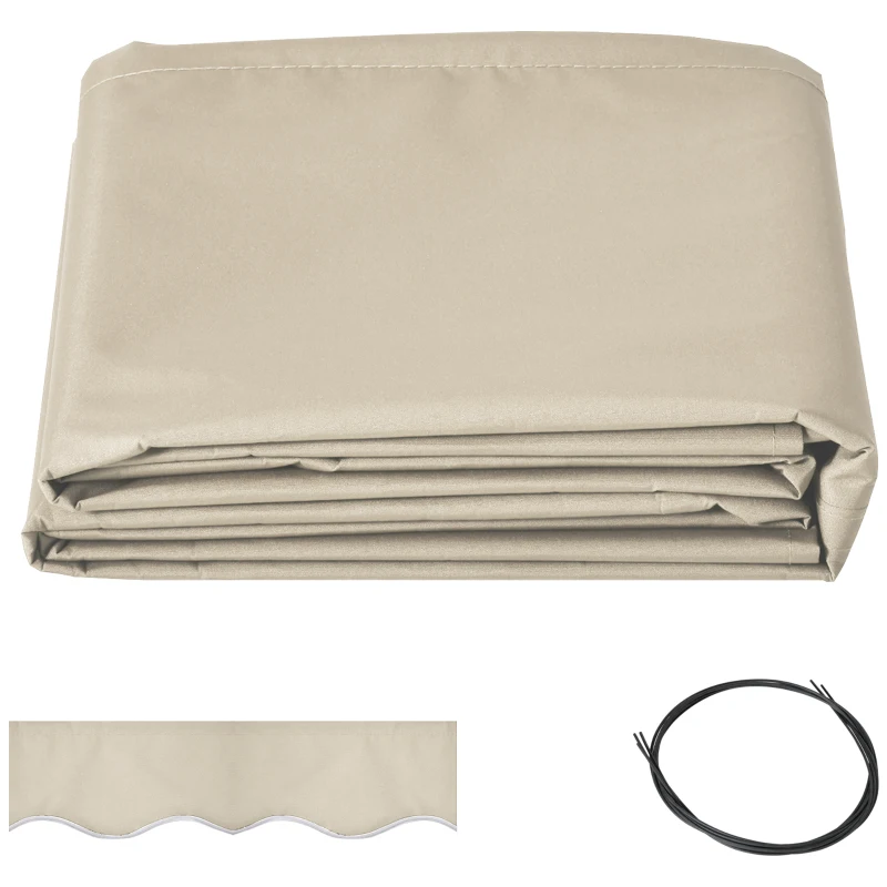 Outsunny 9' x 8' Outdoor Sunshade Canopy Awning Cover, Retractable Awning Fabric Replacement, UV Protection, Beige