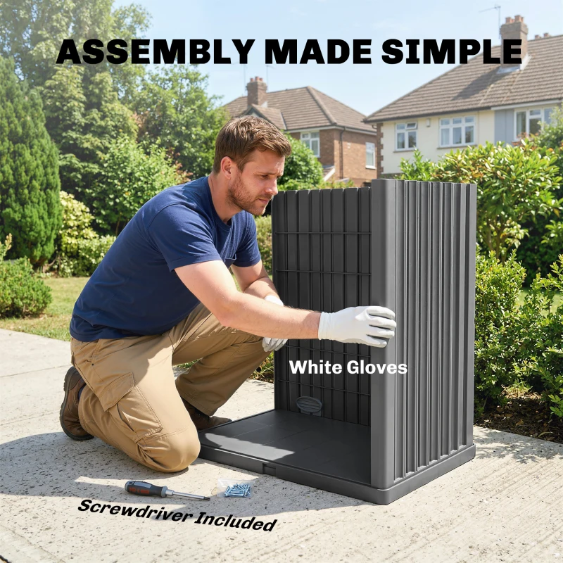 Outsunny 82 Gallon Outdoor Storage Box, Splash-Resistant & UV Resistant Garden Storage Container for Patio, Porch, Poolside, Grey