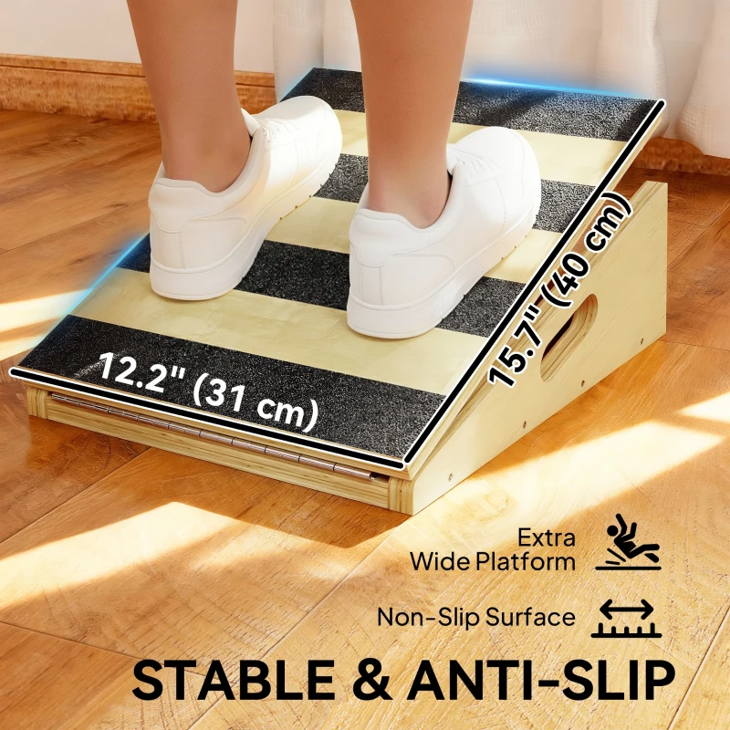 Soozier Slant Board, Portable Calf Stretcher with 4-Level Incline, Extra Side-Handle Design and Non-Slip Surface