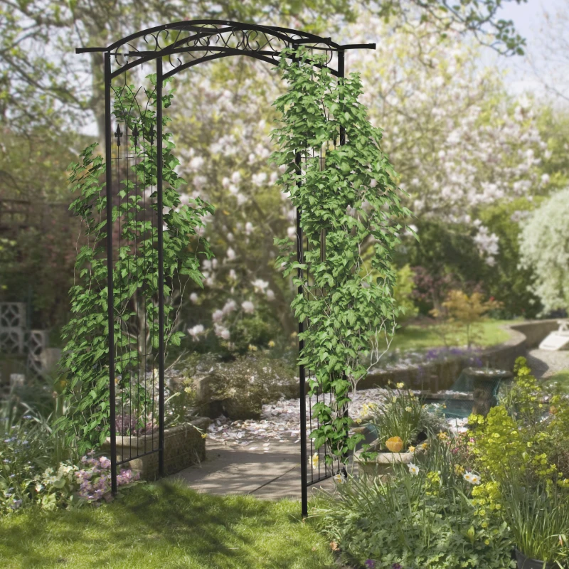 Outsunny 7Ft Garden Arch Arbor, Metal Arch Trellis for Climbing Vines, Garden Archway for Wedding, Bridal Party, Ceremony