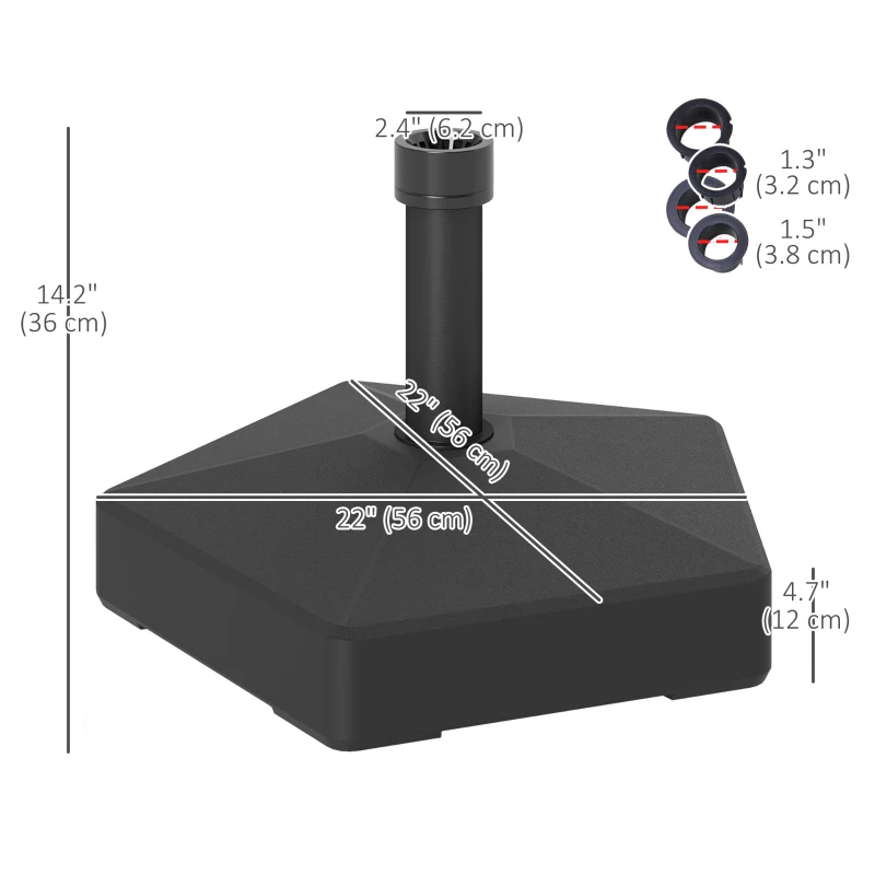 Outsunny Patio Umbrella Base Holder, Heavy Duty Outdoor Umbrella Stand Base, Poolside, Black