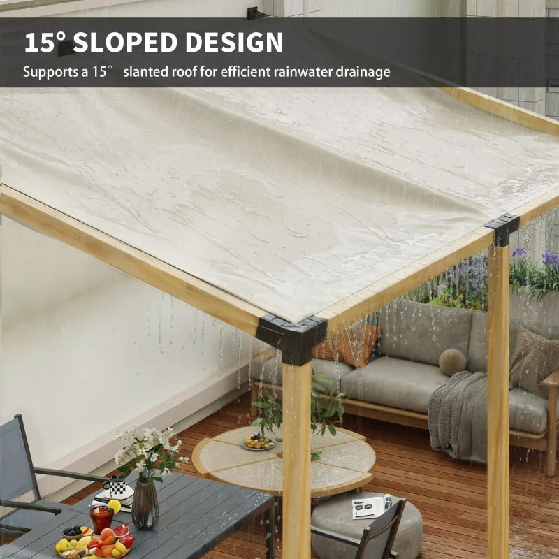 Outsunny Pergola Kit, 15° Slanted Pergola Brackets w/ 4-Way/3-Way Brackets, Post Bases, Wall Mounts for 3.6" X 3.6" Lumber, Black