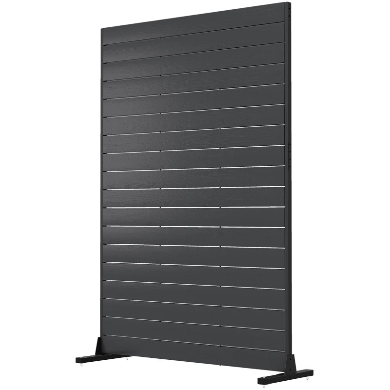 Outsunny Outdoor Privacy Screen, 47.2" x 68.5" HDPE Decorative Screen Panel with Stand, Freestanding Privacy Panel, Black