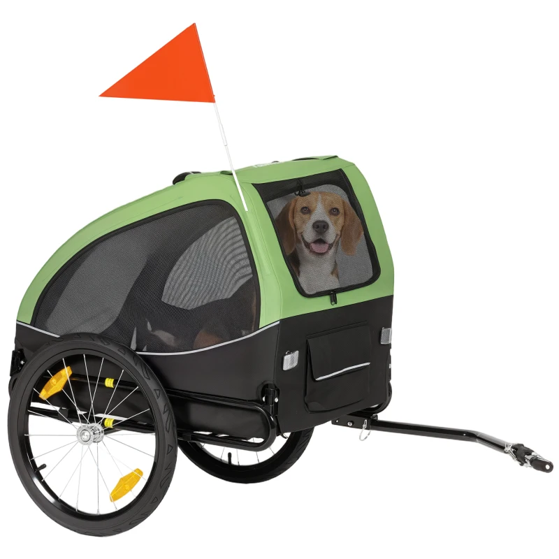 PawHut Dog Bike Trailer, Pet Cart Bicycle Wagon with 20" Wheels and Ventilated Windows, Portable Dog Trailer