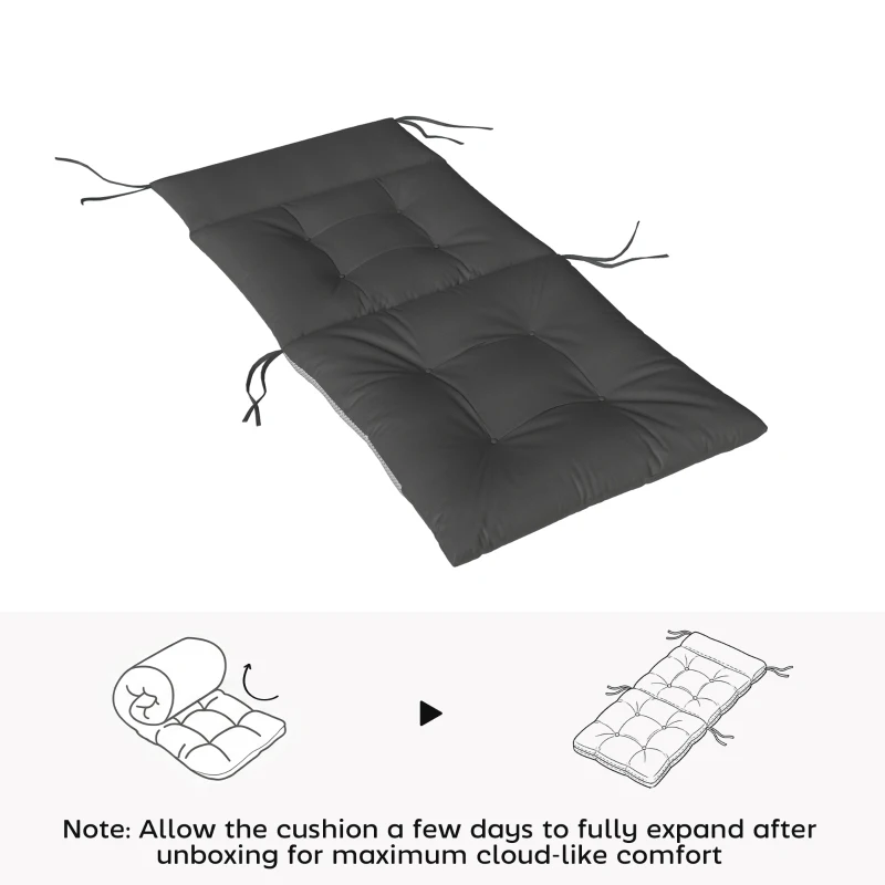 Outsunny Patio Chair Cushions Set of 4, Waterproof Non-Slip Lounge Chair Cushions, 44"x21", Dark Grey