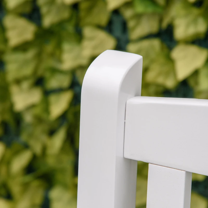 Outsunny 2-Seater Wooden Garden Bench, 4FT Outdoor Patio Loveseat with Unique X-Shape Back for Yard, Lawn, Porch, White