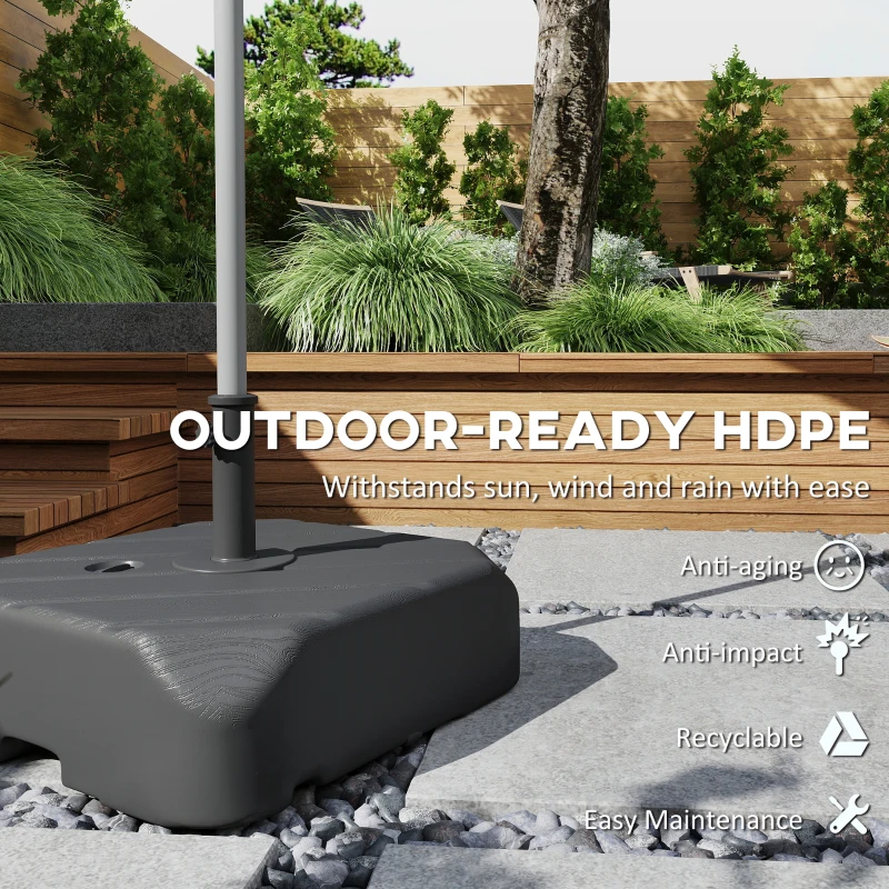 Outsunny Patio Umbrella Base with Wheels, Telescopic Handle, 158 lb Sand/99 lb Water Filled Outdoor Patio Umbrella Stand, Black