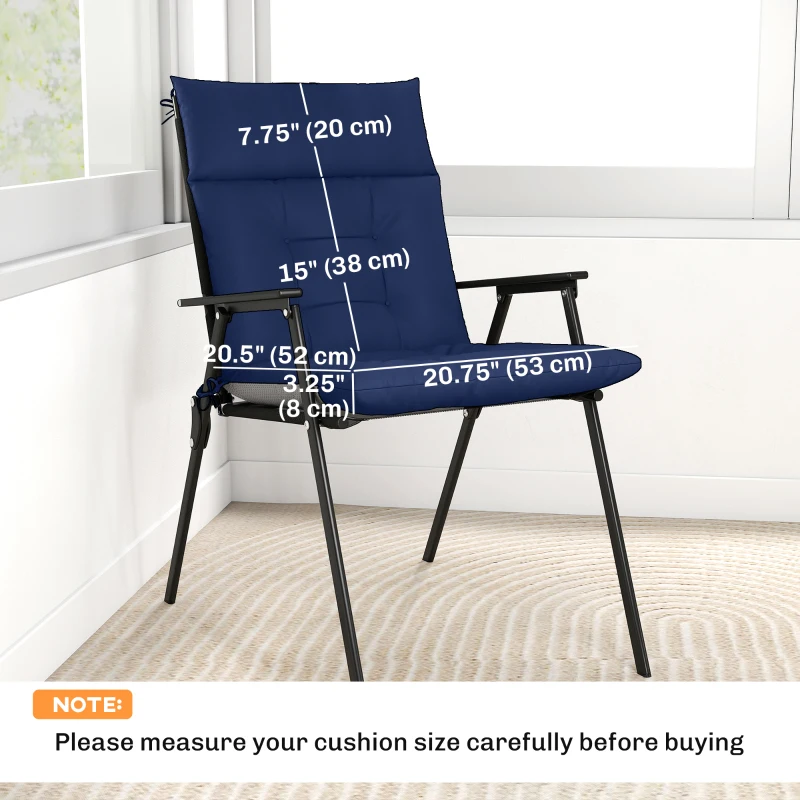 Outsunny Patio Chair Cushions Set of 4, Waterproof Non-Slip Lounge Chair Cushions, 44"x21", Navy Blue
