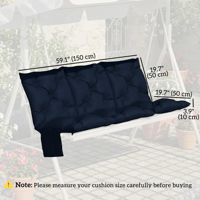 Outsunny Bench Cushion Water-Repellent Outdoor Furniture Pad Seater Swing Chair 59.1" x 39.4" Navy Blue