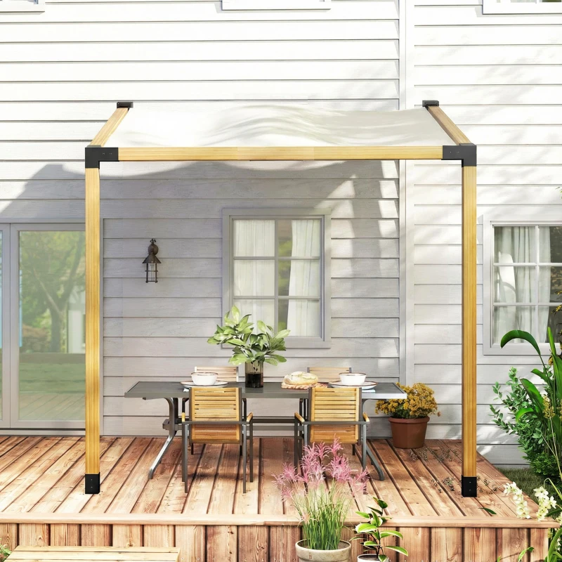 Outsunny Pergola Kit, 15° Slanted Pergola Bracket Kit with 3-Way Brackets, Post Bases, Wall Mounts for 3.6" X 3.6" Lumber, Black