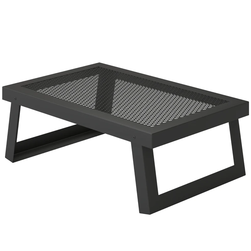 Outsunny Folding Campfire Grill, 22" x 12" Heavy Duty Carbon Steel Grill Grate with Folding Legs, Black