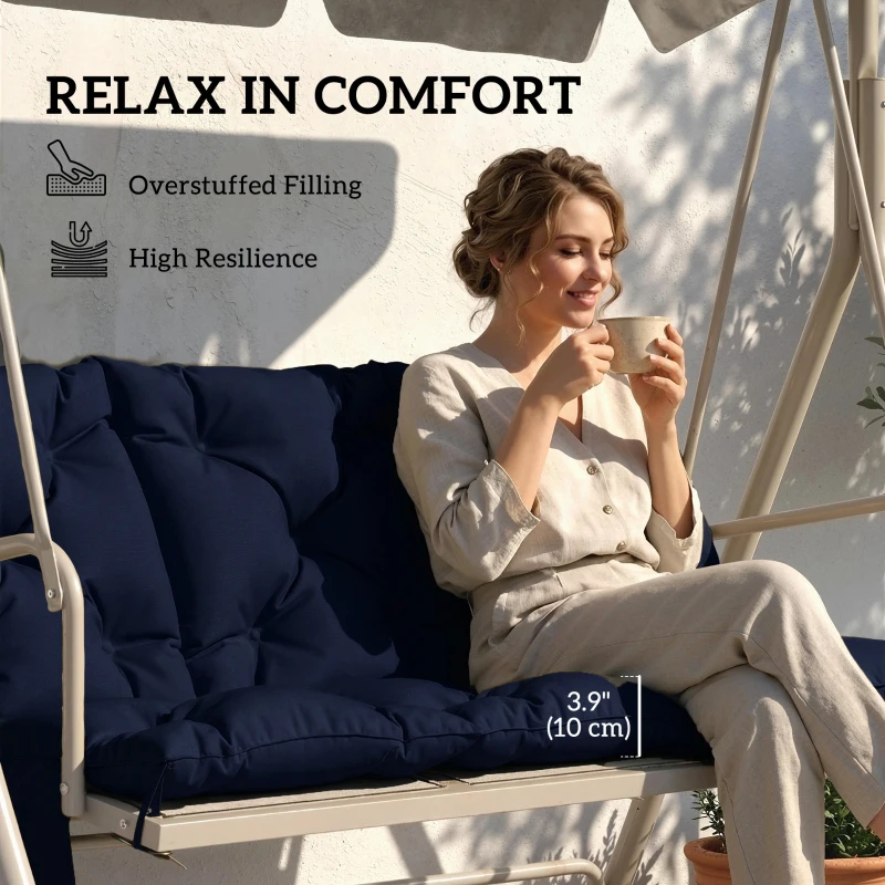 Outsunny Bench Cushion Water-Repellent Outdoor Furniture Pad Seater Swing Chair 59.1" x 39.4" Navy Blue