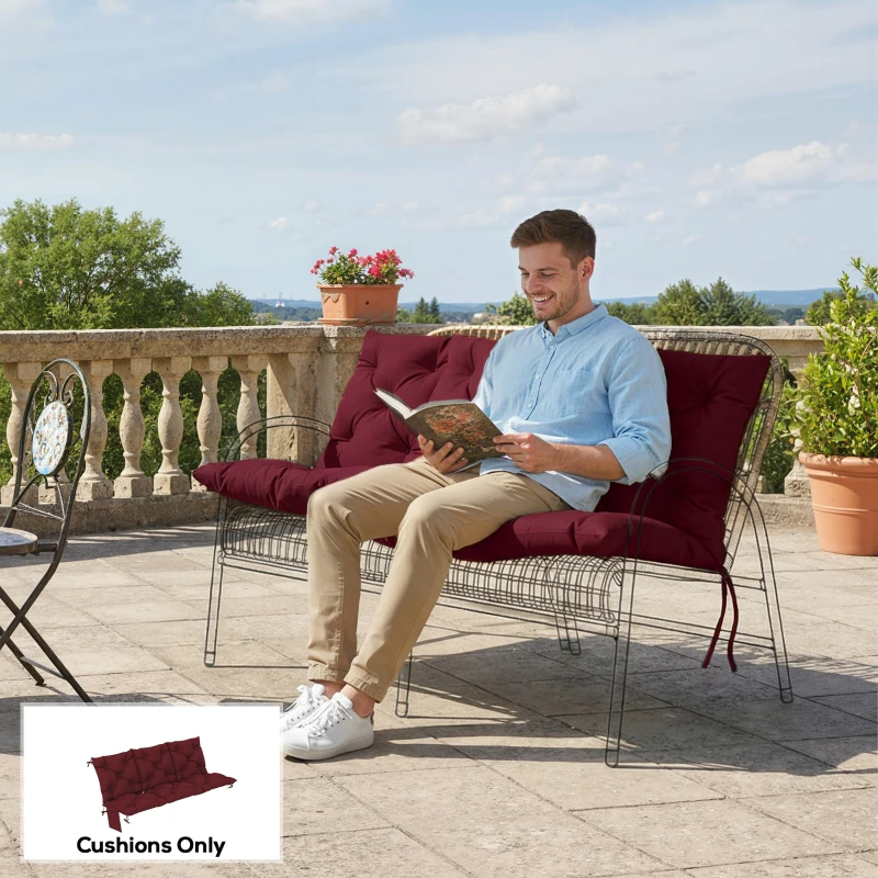 Outsunny Bench Cushion Water-Repellent Outdoor Furniture Pad Seater Swing Chair 59.1" x 39.4" Wine Red