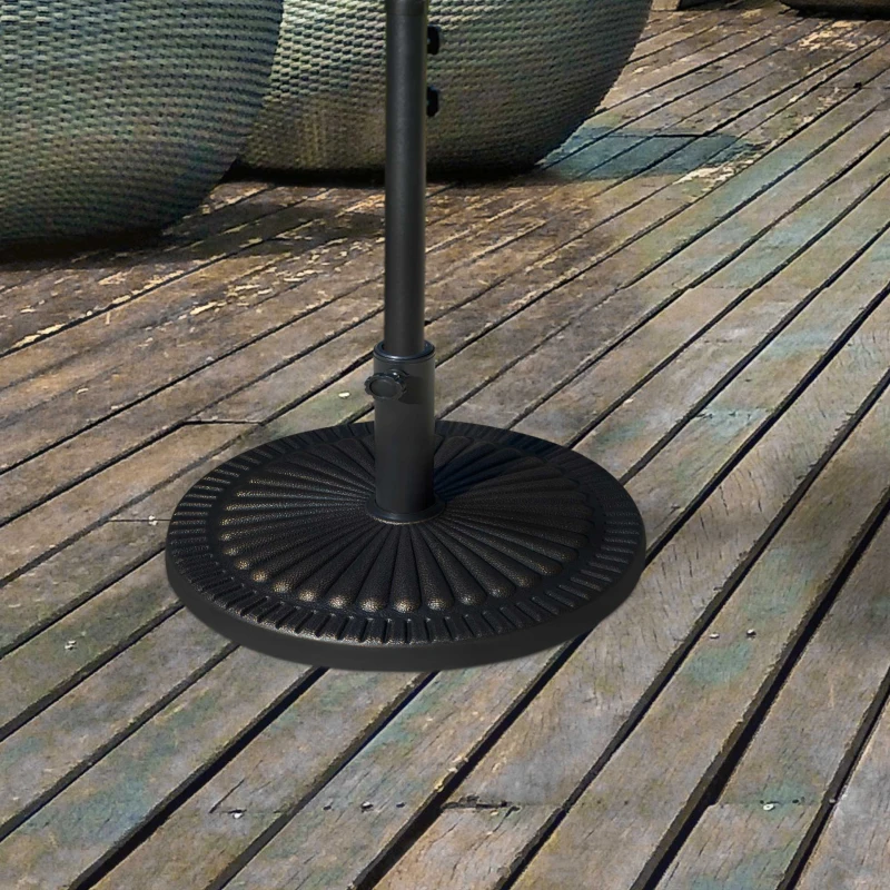 Outsunny Round Umbrella Base Φ19.1", 31.5 lbs Resin Stand with Decorative Design for Poles 1.5"/1.9", Bronze
