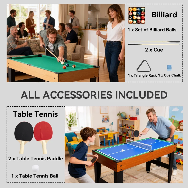 Soozier 53 in 5-in-1 Combo Multi Game Table with Foosball, Pool, Hockey, Table Tennis, Basketball for Adults