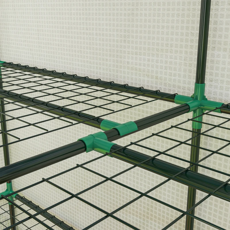 Outsunny Portable Mini Greenhouse Green House with 3 Tier Shelves, Reinforced PE Cover, Roll-up Doors, 56.3"x18.1"x59.4", White