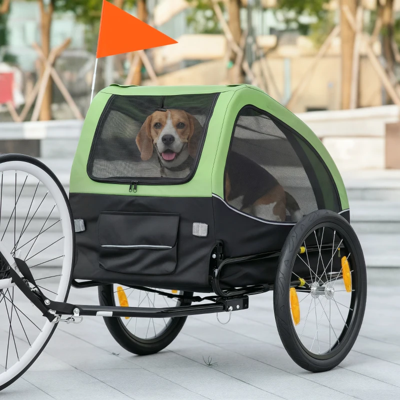 PawHut Dog Bike Trailer, Pet Cart Bicycle Wagon with 20" Wheels and Ventilated Windows, Portable Dog Trailer