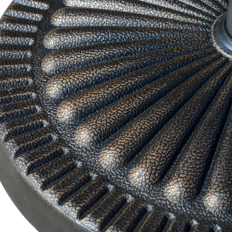 Outsunny Round Umbrella Base Φ19.1", 31.5 lbs Resin Stand with Decorative Design for Poles 1.5"/1.9", Bronze