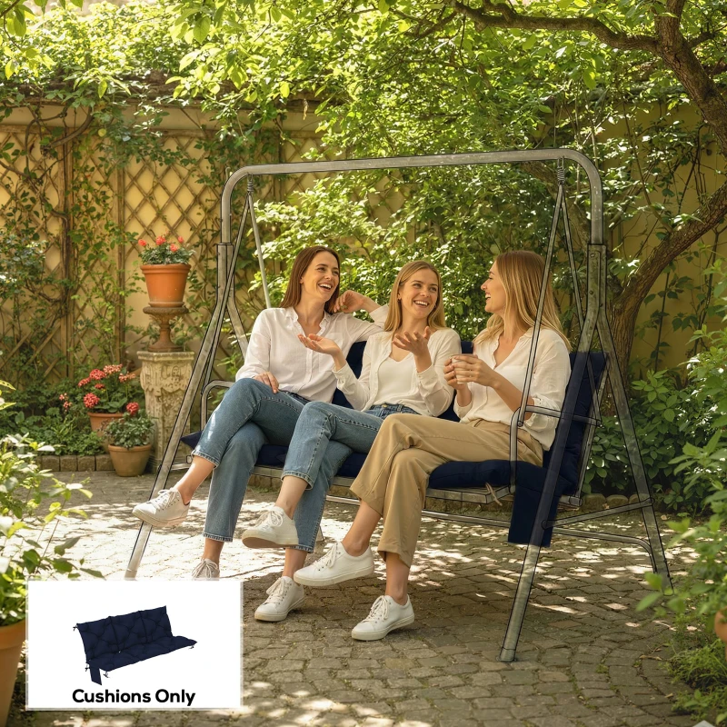 Outsunny Bench Cushion Water-Repellent Outdoor Furniture Pad Seater Swing Chair 59.1" x 39.4" Navy Blue