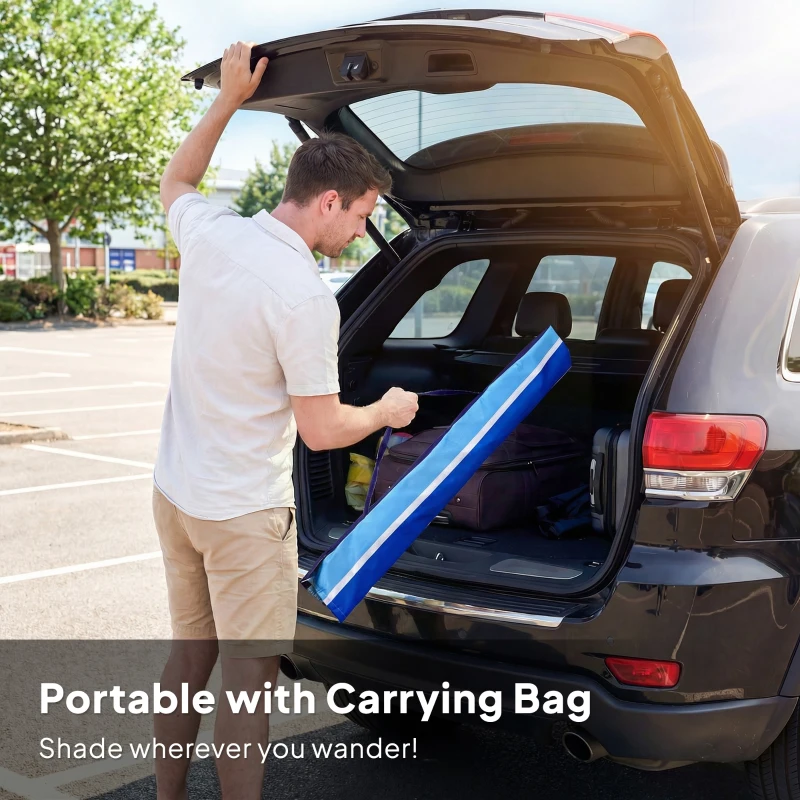 Outsunny Beach Umbrella Adjustable Tilt Sunshade with Foldable Table Cup Holder 78" Multicolor