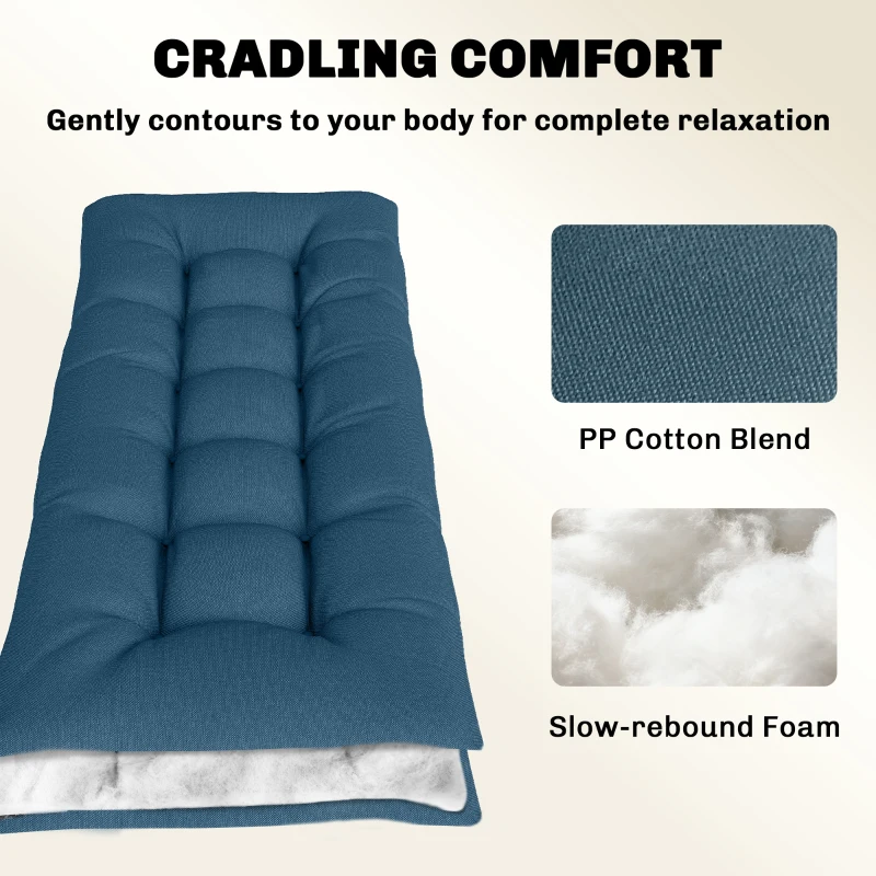 Outsunny Patio Lounge Chair Cushion, UV50+ Chaise Lounge Chair Cushion with Securing Straps for Patio, 78 x 25.6 inch, Blue