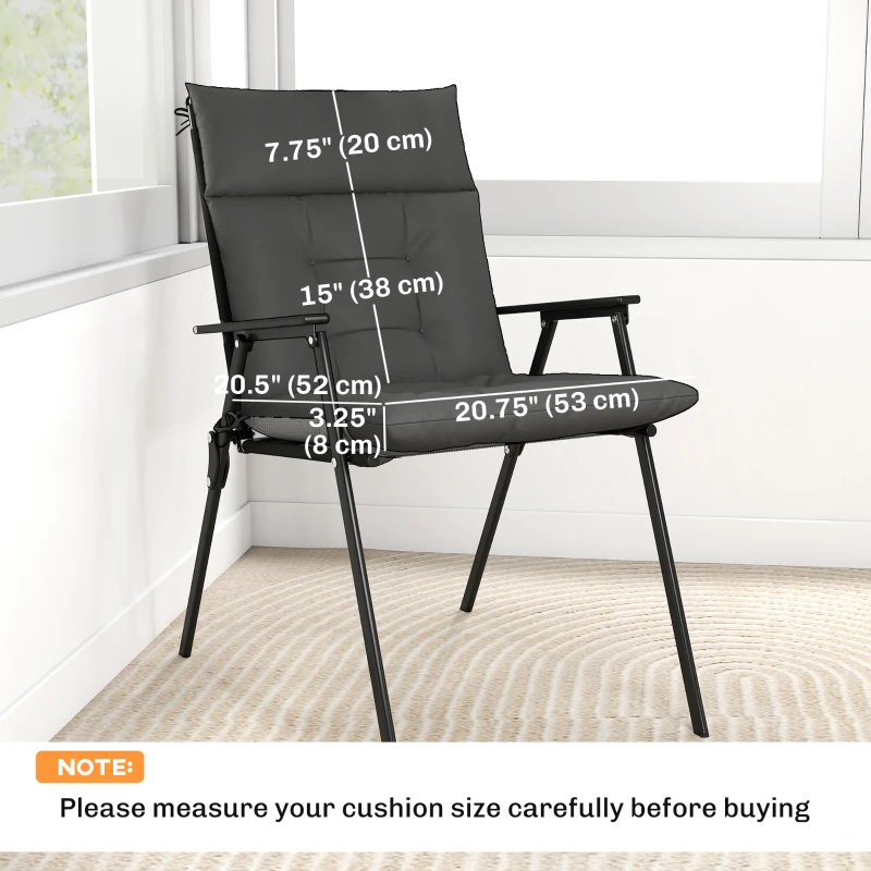 Outsunny Patio Chair Cushions Set of 4, Waterproof Non-Slip Lounge Chair Cushions, 44"x21", Dark Grey