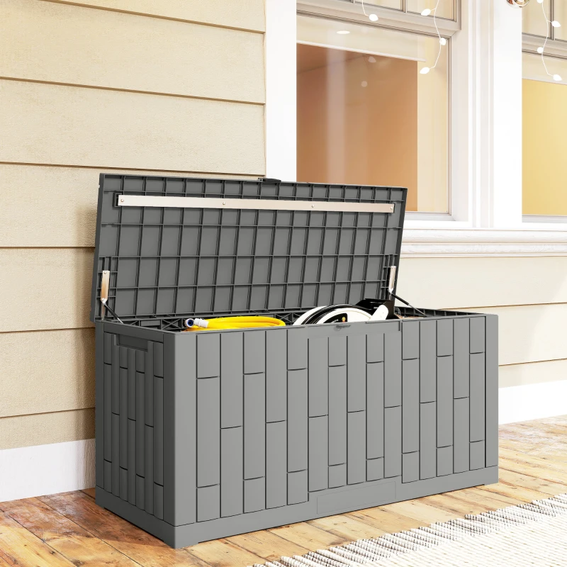 Outsunny 80 Gallon Resin Deck Box, Lockable Outdoor Storage Box, Splash-Resistant & UV Resistant Patio Storage Container