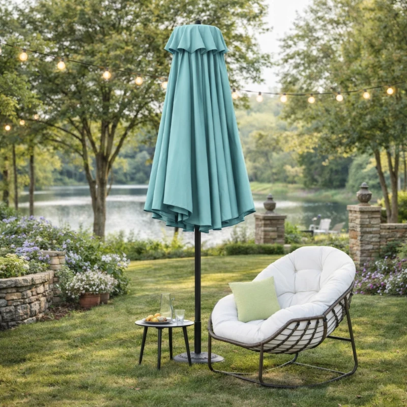14.8 Ft Double Sided Outdoor Umbrella with Crank and Steel Frame, Large Rectangular Patio Shade, Perfect for Backyard and Poolside, 178.5" L x 105'' W x 100.5" H, Light Green