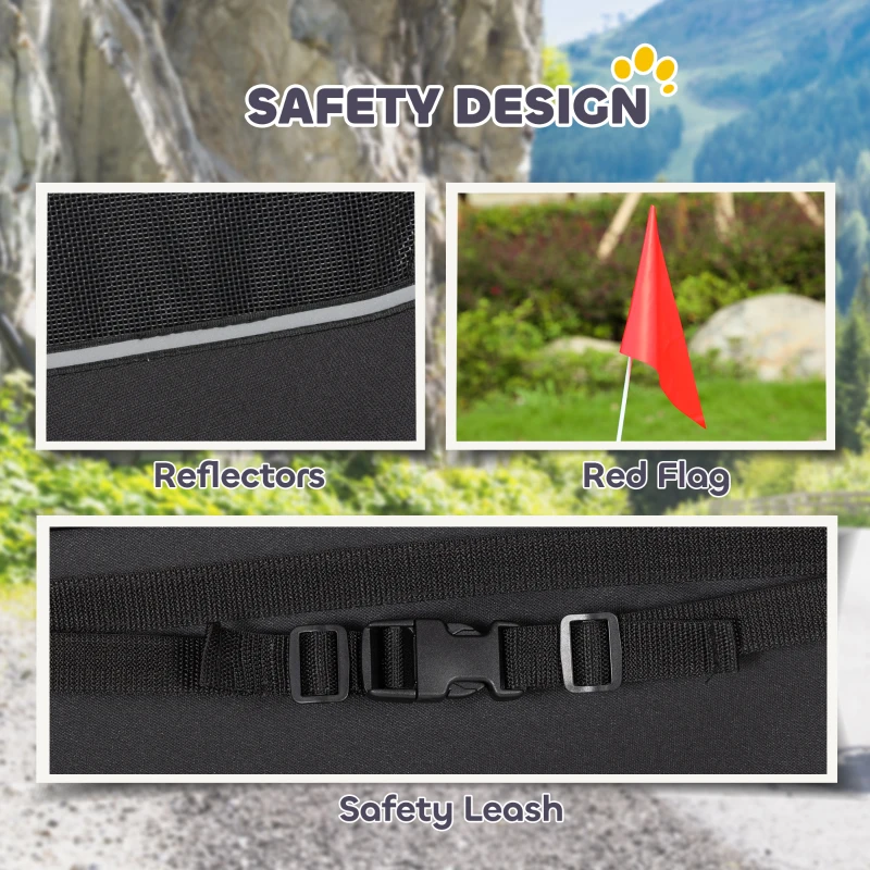 PawHut Dog Bike Trailer, Pet Cart Bicycle Wagon with 20" Wheels and Ventilated Windows, Portable Dog Trailer