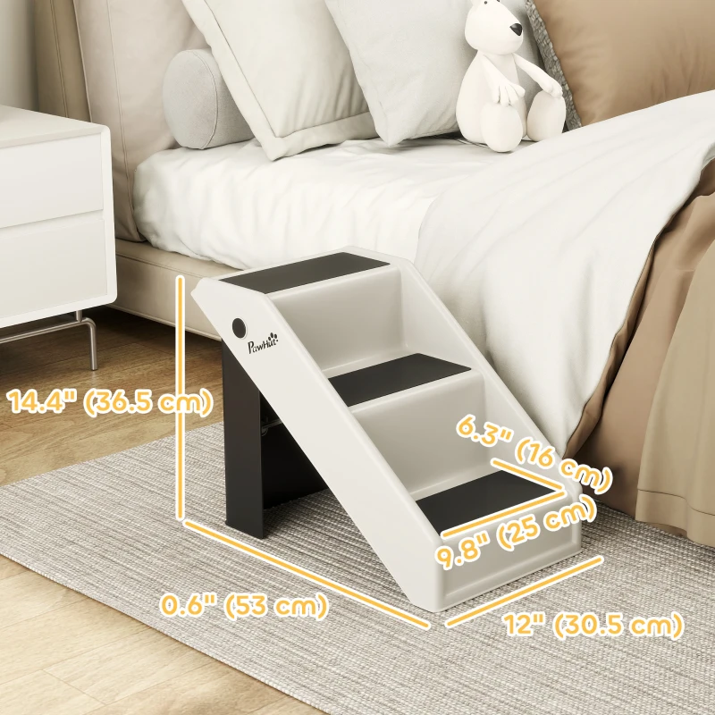 PawHut Dog Stairs for Small Dogs, 14.5" H Foldable Pet Ramp with 3 Non-Slip Steps for High Beds or Sofas