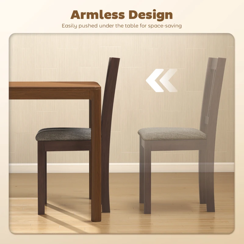 HOMCOM Dining Chairs Set of 2 Linen Upholstered Kitchen Chairs with Rubberwood Legs for Dining Room Living Room Espresso Gray