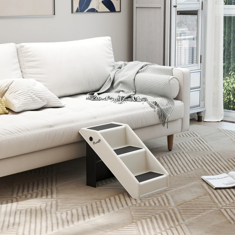 PawHut Dog Stairs for Small Dogs, 14.5" H Foldable Pet Ramp with 3 Non-Slip Steps for High Beds or Sofas