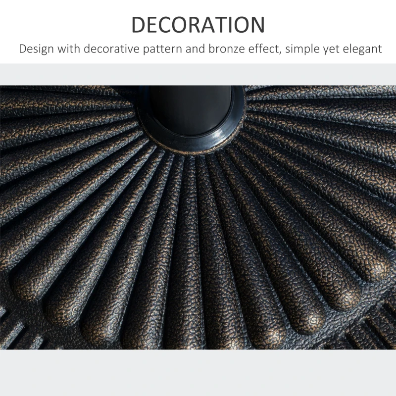 Outsunny Round Umbrella Base Φ19.1", 31.5 lbs Resin Stand with Decorative Design for Poles 1.5"/1.9", Bronze