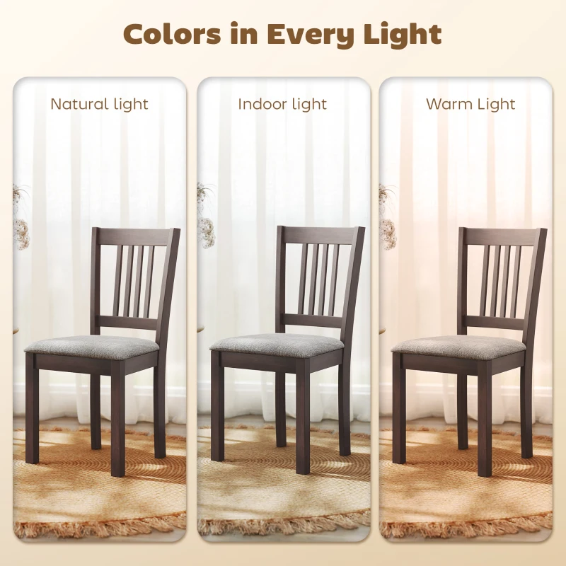 HOMCOM Dining Chairs Set of 2 Linen Upholstered Kitchen Chairs with Rubberwood Legs for Dining Room Living Room Espresso Gray