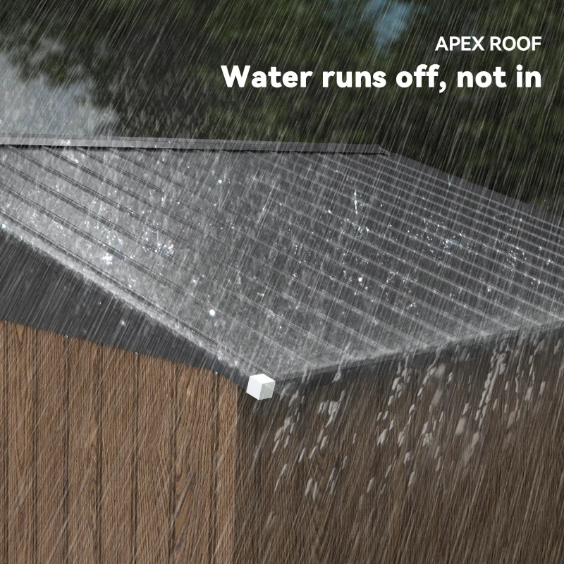 Outsunny 9.1'x6.4'x6.3' Garden Storage Shed, Outdoor Storage Tool House with Vents, Foundation and Lockable Double Doors, Teak