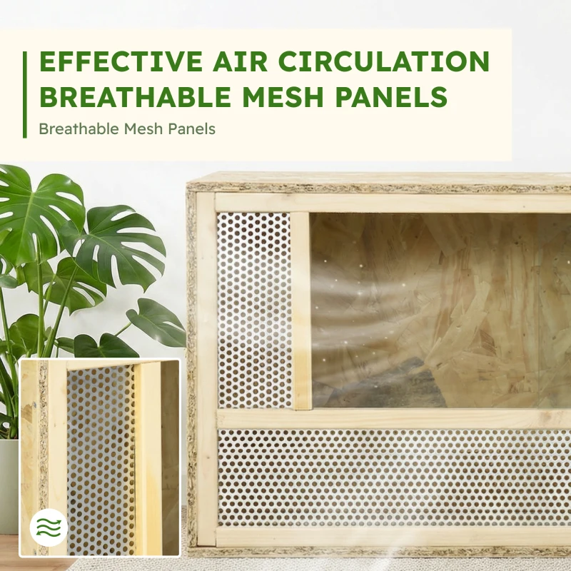 PawHut Wooden Reptile Terrarium with Sliding Door for Chameleon, Lizard, Snake, Frog, Turtle, 31.5" x 15.7" x 15.7"